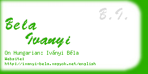 bela ivanyi business card